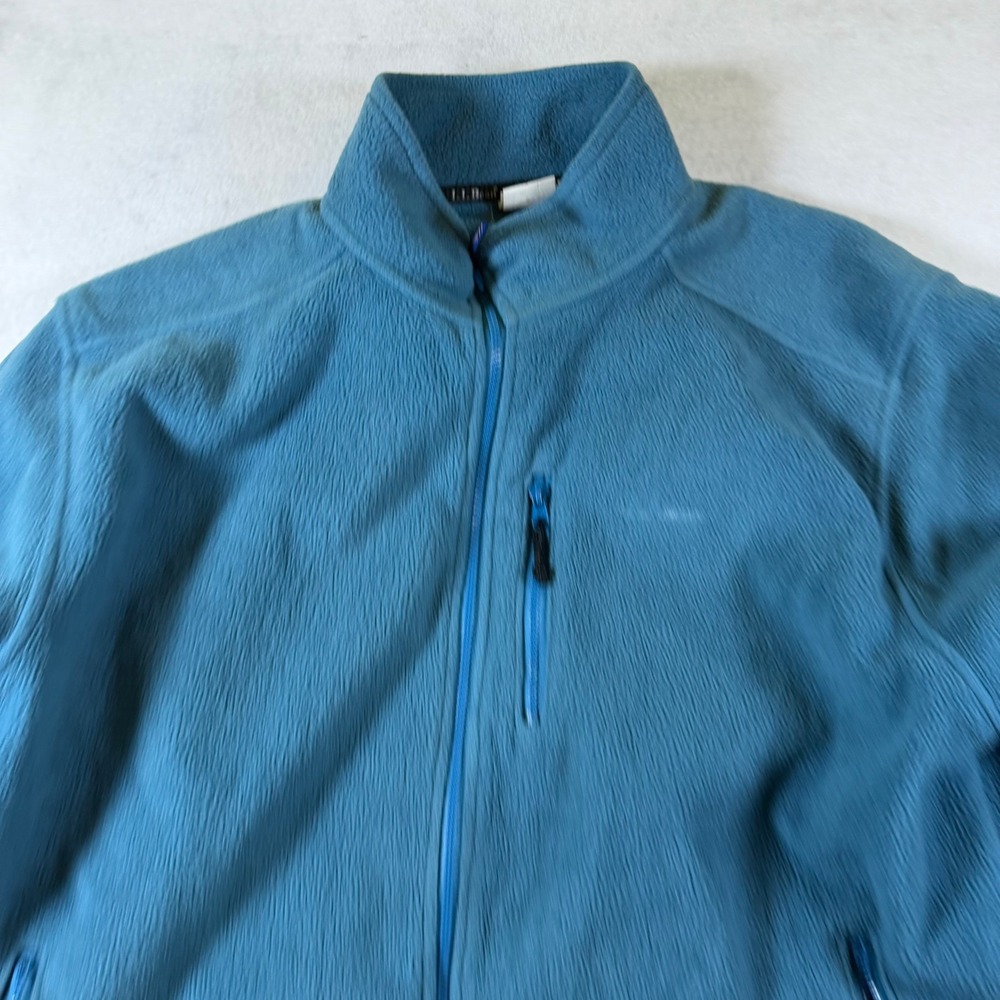 LL Bean Mens Full Zip Fleece Jacket Teal Blue 01242R-224 XL Regular‎